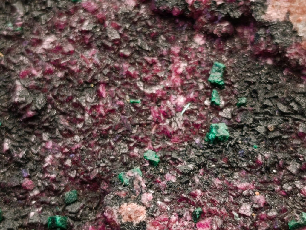 Natural Salrose Cobaltoan Dolomite Specimens with Heterogenite x 4 From Kakanda, Congo