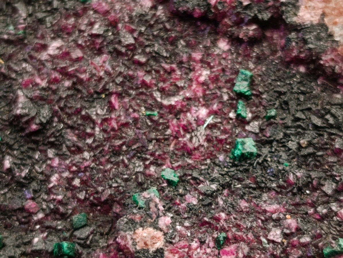 Natural Salrose Cobaltoan Dolomite Specimens with Heterogenite x 4 From Kakanda, Congo
