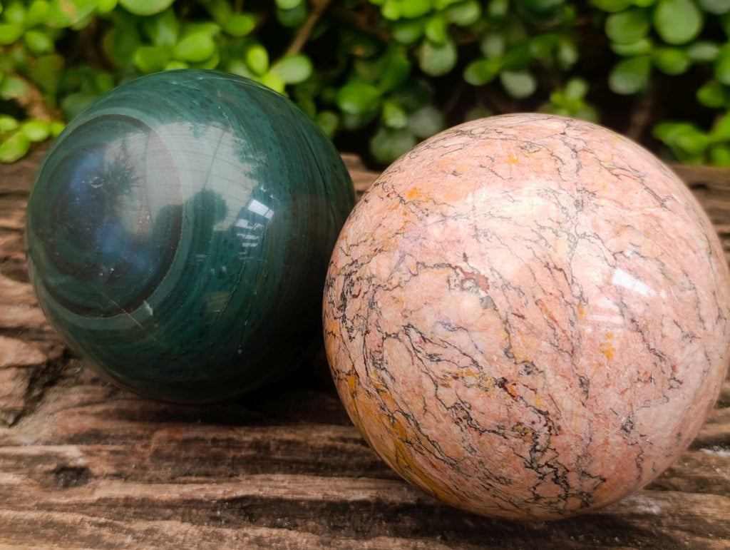 Polished Mix of Multi Mineral Spheres x 2 From Madagascar