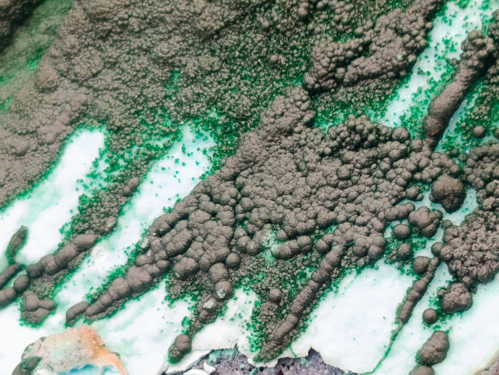 Natural Rare Drusy Coated Chrysocolla Specimens with Malachite x 2 From Lupoto Mine, Congo