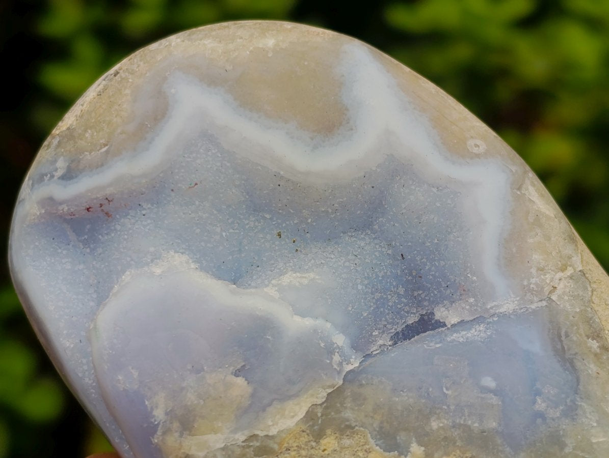 Polished and Natural Blue Lace Agate Standing Display Pieces x 2 From Nsanje, Malawi