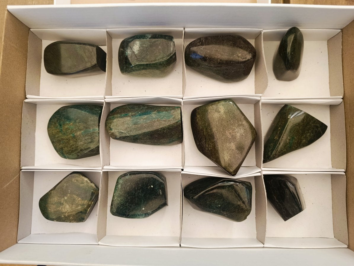 Polished Chrome Verdite Gemstone Standing Display Pieces x 12 From Zimbabwe