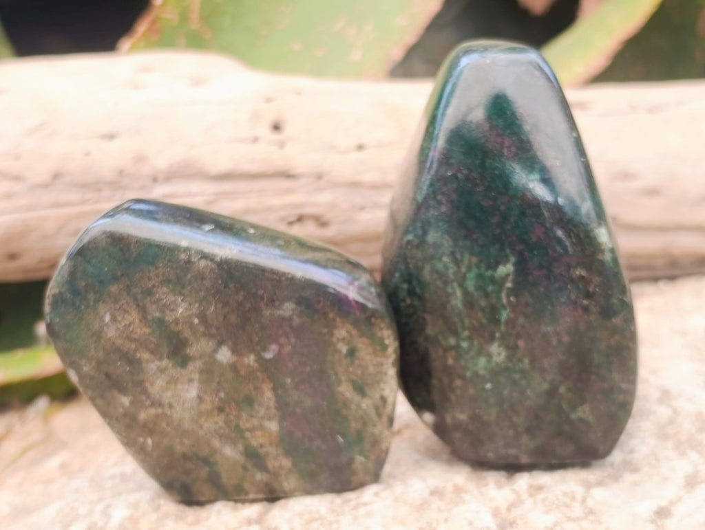 Polished Chrome Verdite Gemstone Standing Display Pieces x 12 From Zimbabwe