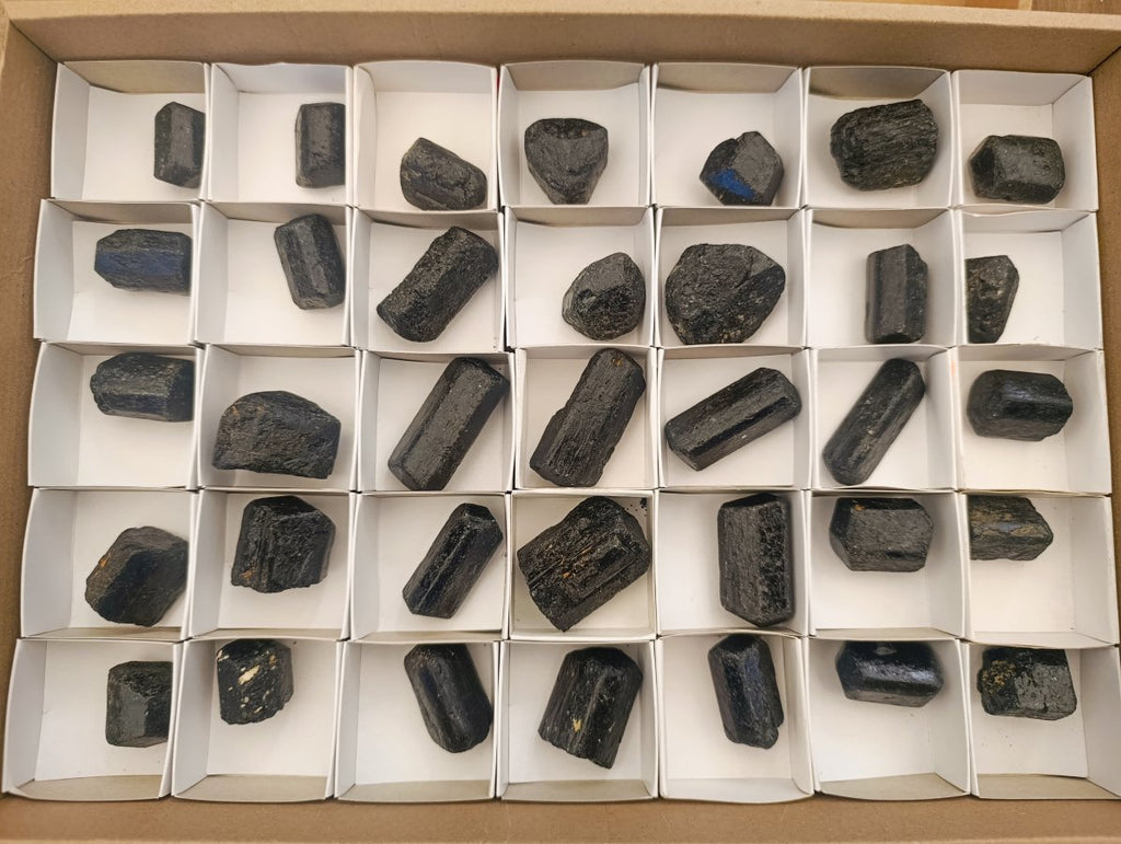 Natural Mix of Schorl Black Tourmaline Crystals x 35 From Zimbabwe