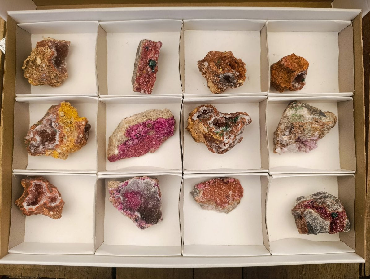 Natural Salrose Cobaltoan Dolomite Specimens x 12 From Kakanda, Congo