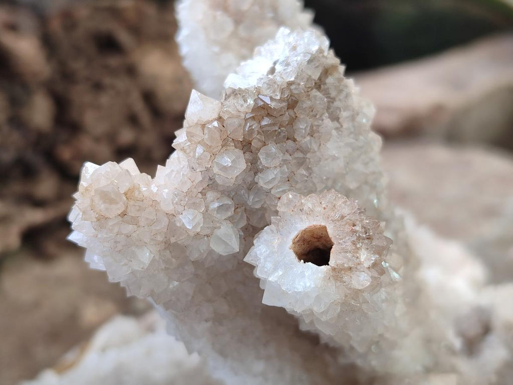 Natural Drusy Snow Finger Quartz Coated Clusters x 2 From Albert's Mountain, Lesotho