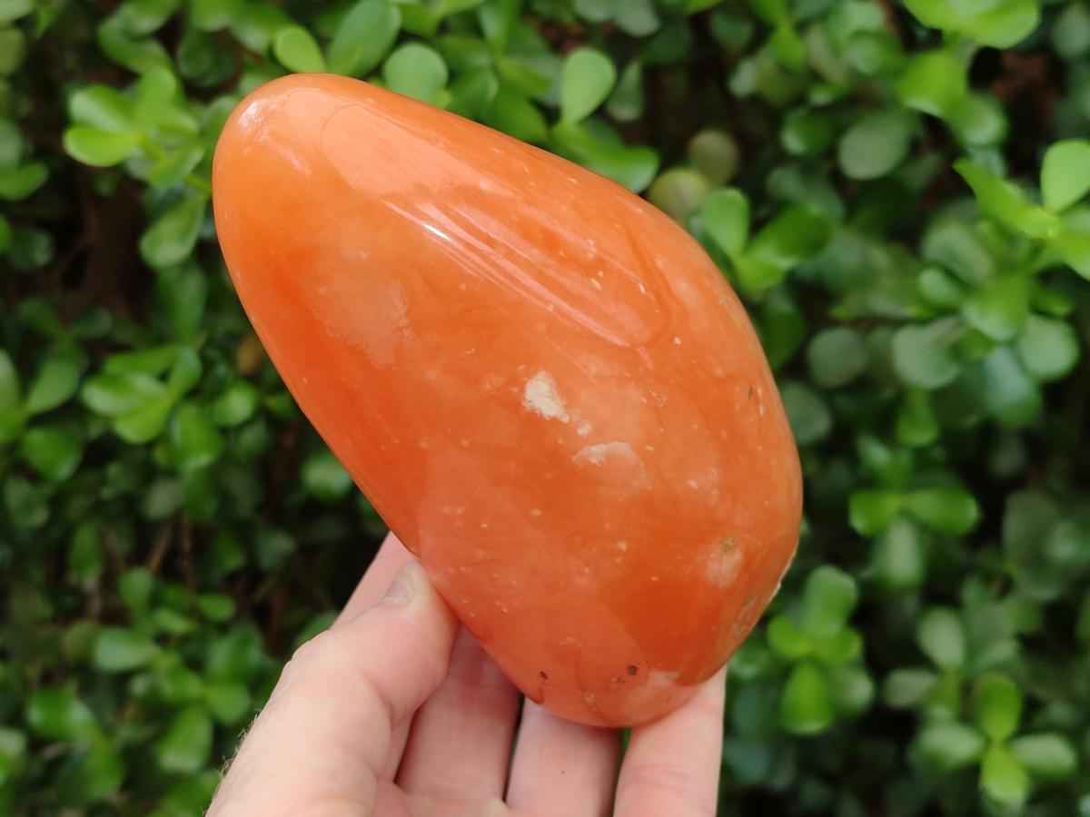 Polished Orange Calcite Standing Display Pieces x 2 From Madagascar