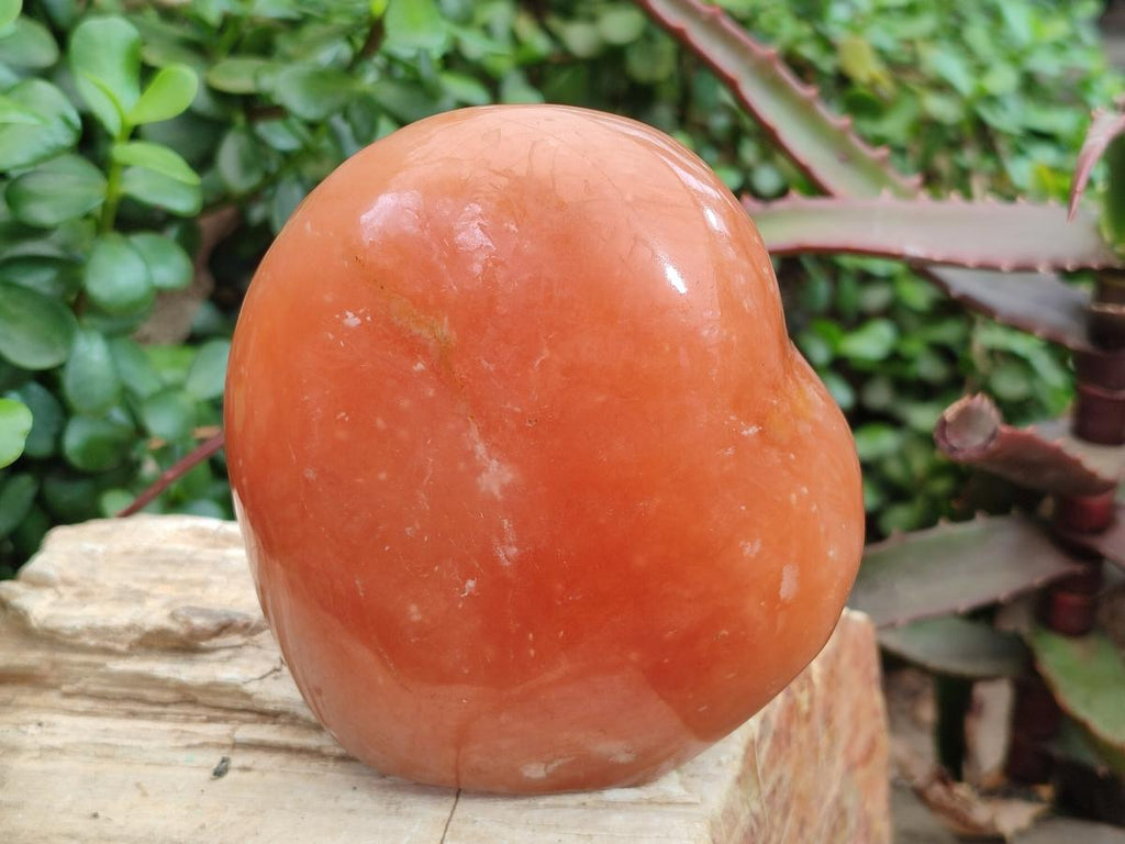 Polished Orange Calcite Standing Display Pieces x 2 From Madagascar