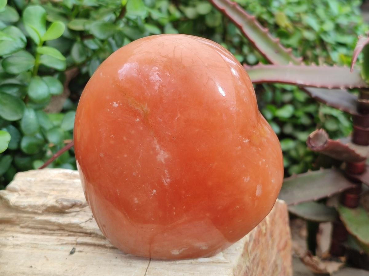 Polished Orange Calcite Standing Display Pieces x 2 From Madagascar