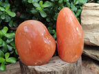 Polished Orange Calcite Standing Display Pieces x 2 From Madagascar