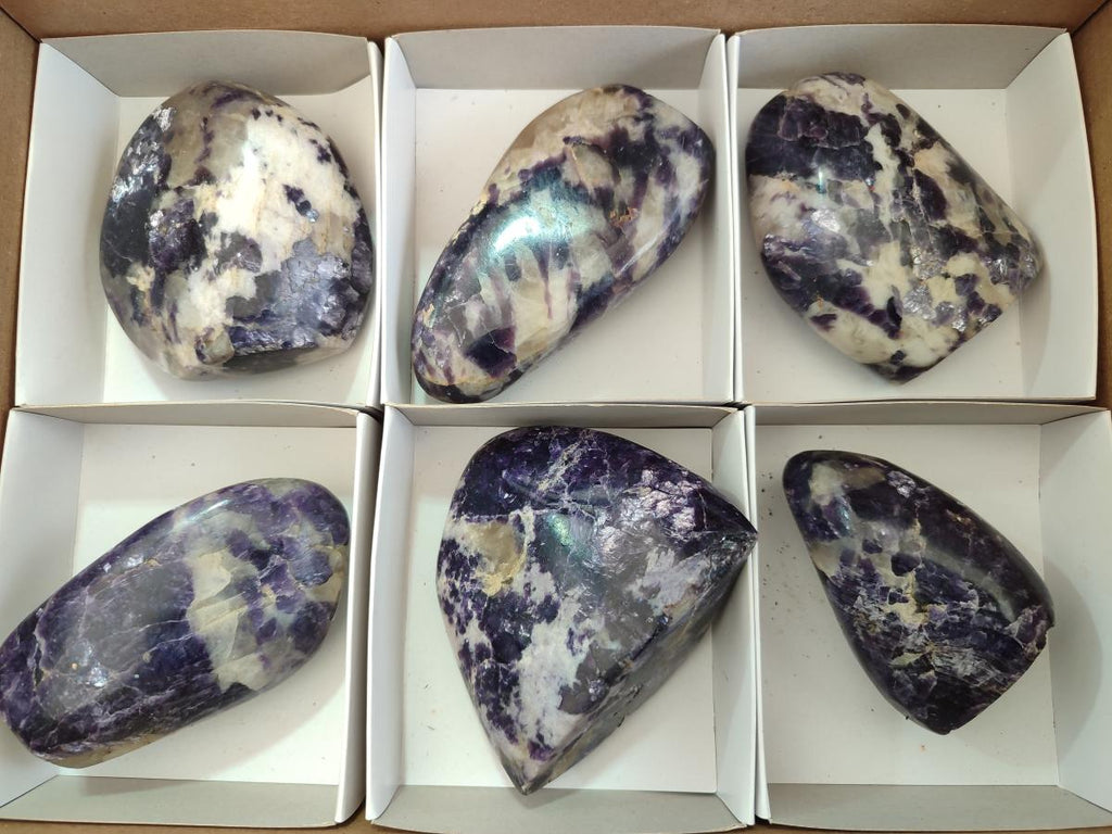 Polished Lepidolite Standing Display Pieces x 6 From Zimbabwe