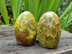 Polished Green Opal Standing Display Pieces x 2 From Betroka, Madagascar