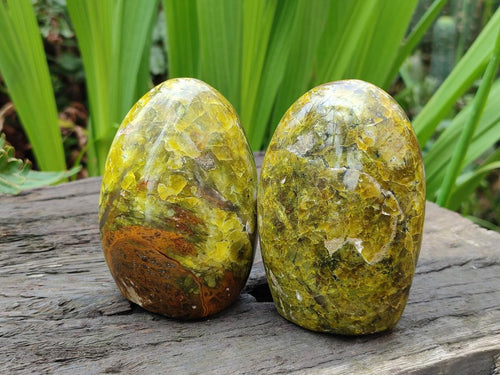 Polished Green Opal Standing Display Pieces x 2 From Betroka, Madagascar - Toprock Gemstones and Minerals 