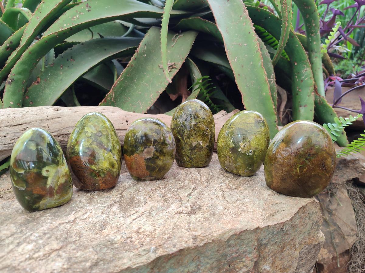 Polished Green Opal Standing Display Pieces x 2 From Betroka, Madagascar
