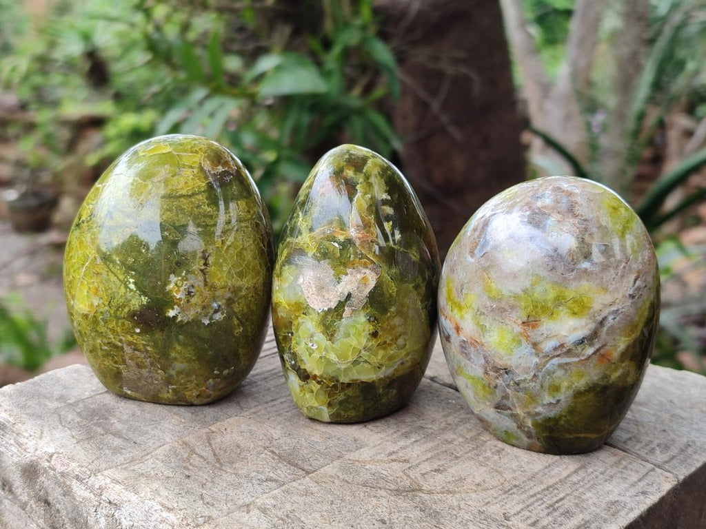 Polished Green Opal Standing Display Pieces x 2 From Betroka, Madagascar