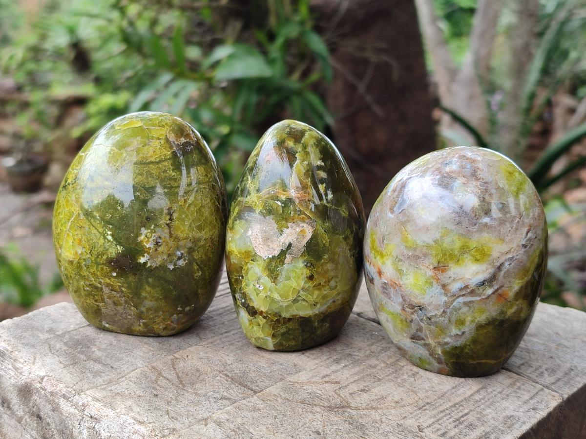 Polished Green Opal Standing Display Pieces x 2 From Betroka, Madagascar