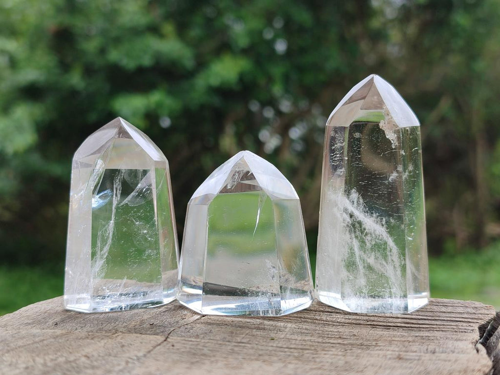 Polished Clear Quartz Display Crystals x 12 From Madagascar