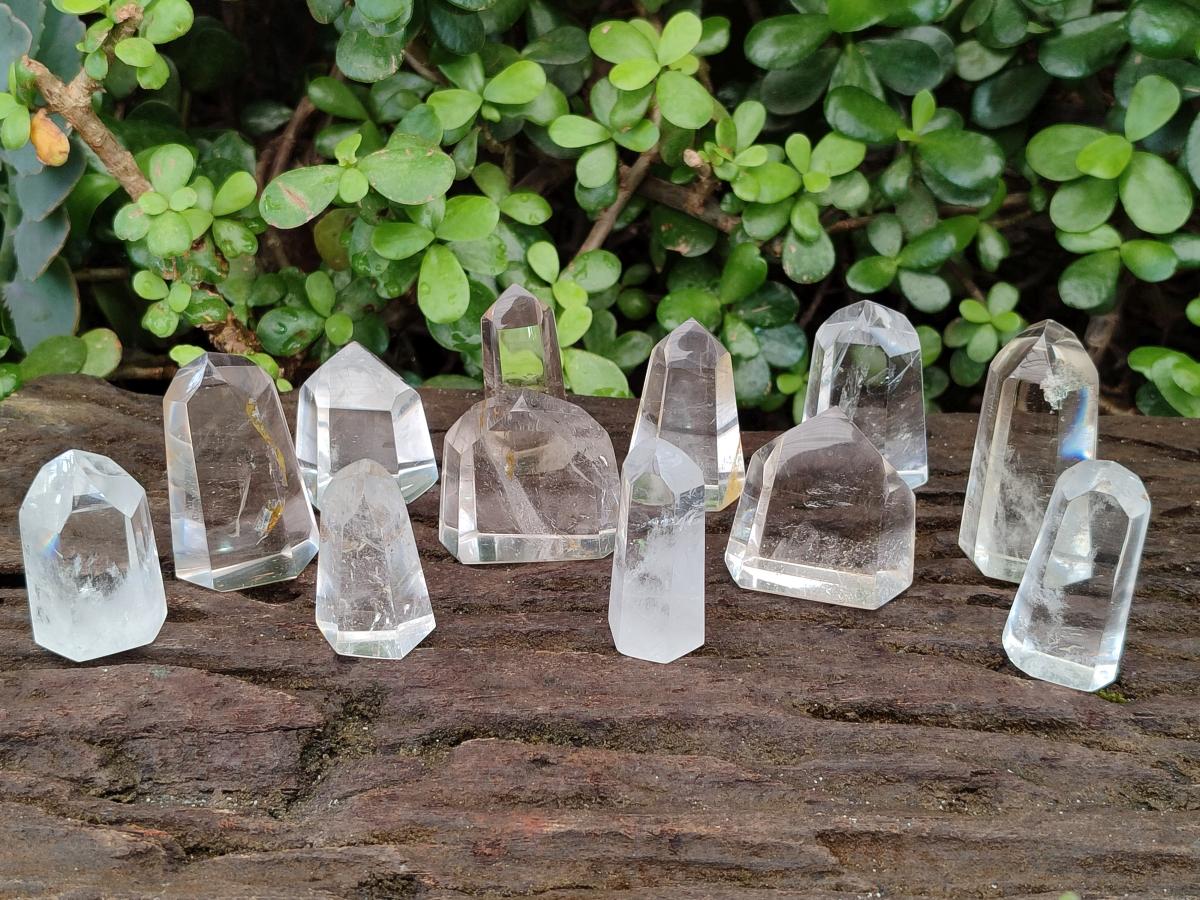 Polished Clear Quartz Display Crystals x 12 From Madagascar