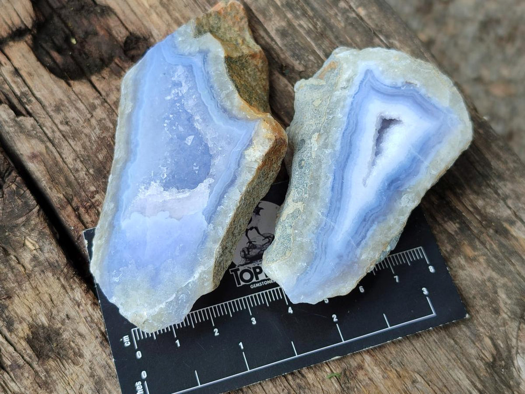 Polished One Side Blue Lace Agate Geodes x 12 From Nsanje, Malawi