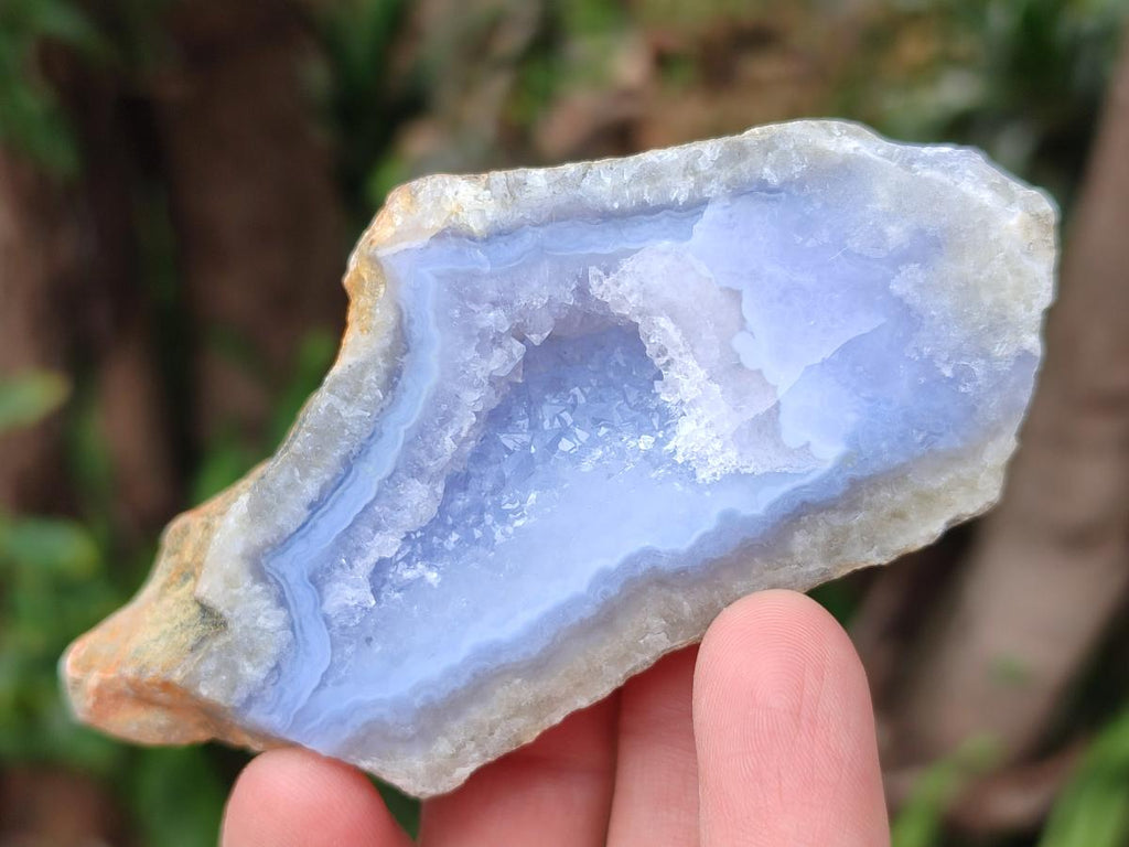 Polished One Side Blue Lace Agate Geodes x 12 From Nsanje, Malawi