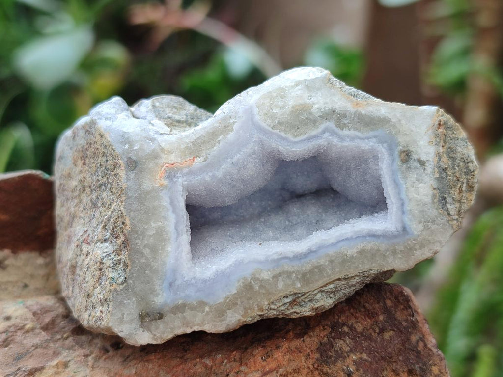 Polished One Side Blue Lace Agate Geodes x 12 From Nsanje, Malawi