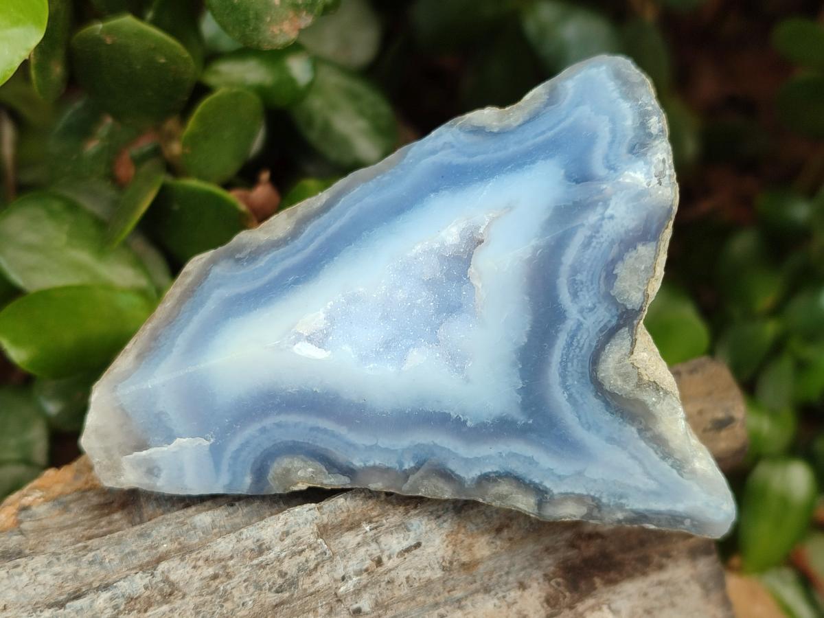 Polished One Side Blue Lace Agate Geodes x 12 From Nsanje, Malawi