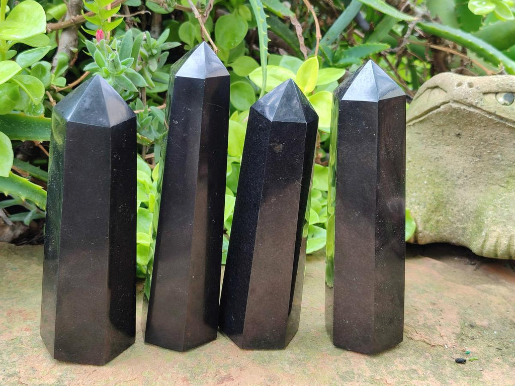 Polished Black Basalt Display Crystals x 6 From Madagascar