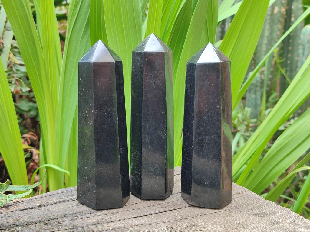Polished Black Basalt Display Crystals x 6 From Madagascar