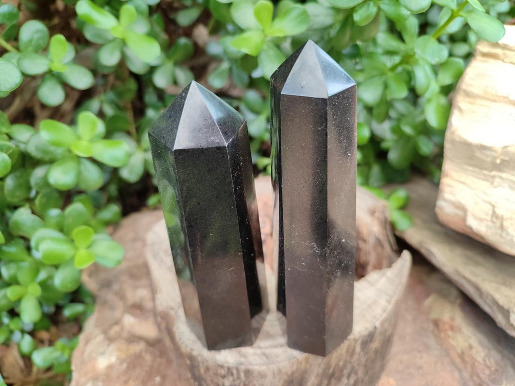 Polished Black Basalt Display Crystals x 6 From Madagascar