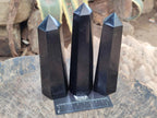 Polished Black Basalt Display Crystals x 6 From Madagascar