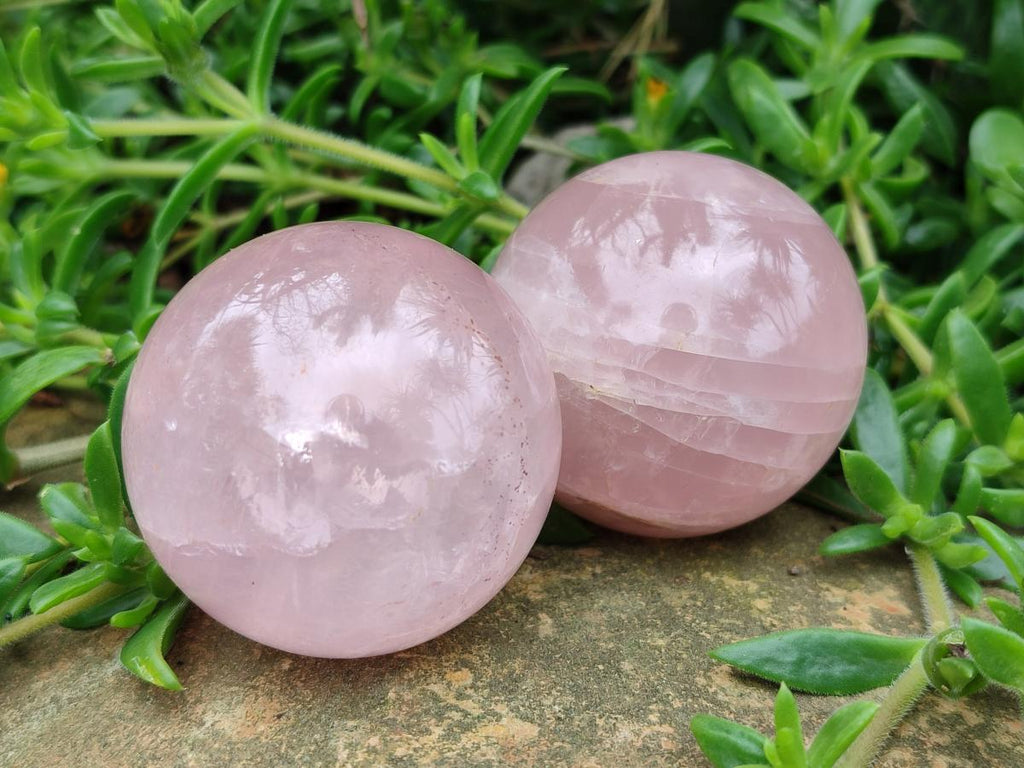 Polished Small Gemmy Rose Quartz Spheres x 7 From Madagascar