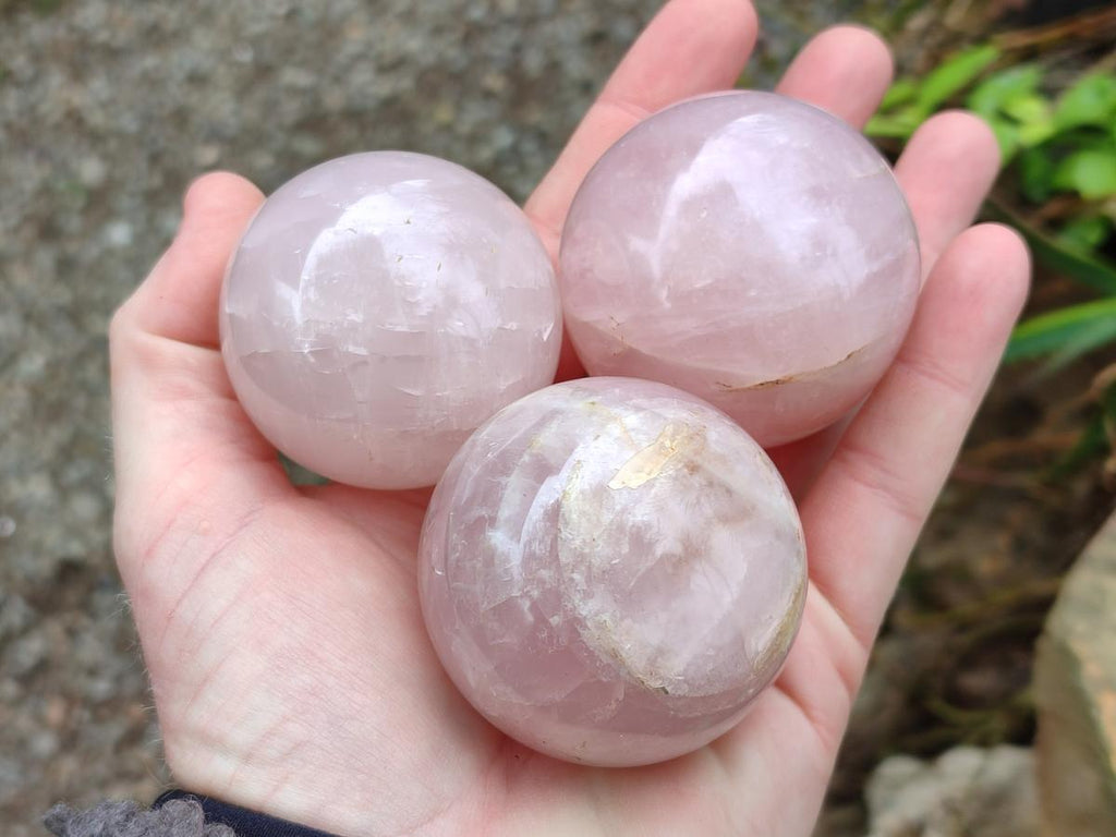 Polished Small Gemmy Rose Quartz Spheres x 7 From Madagascar