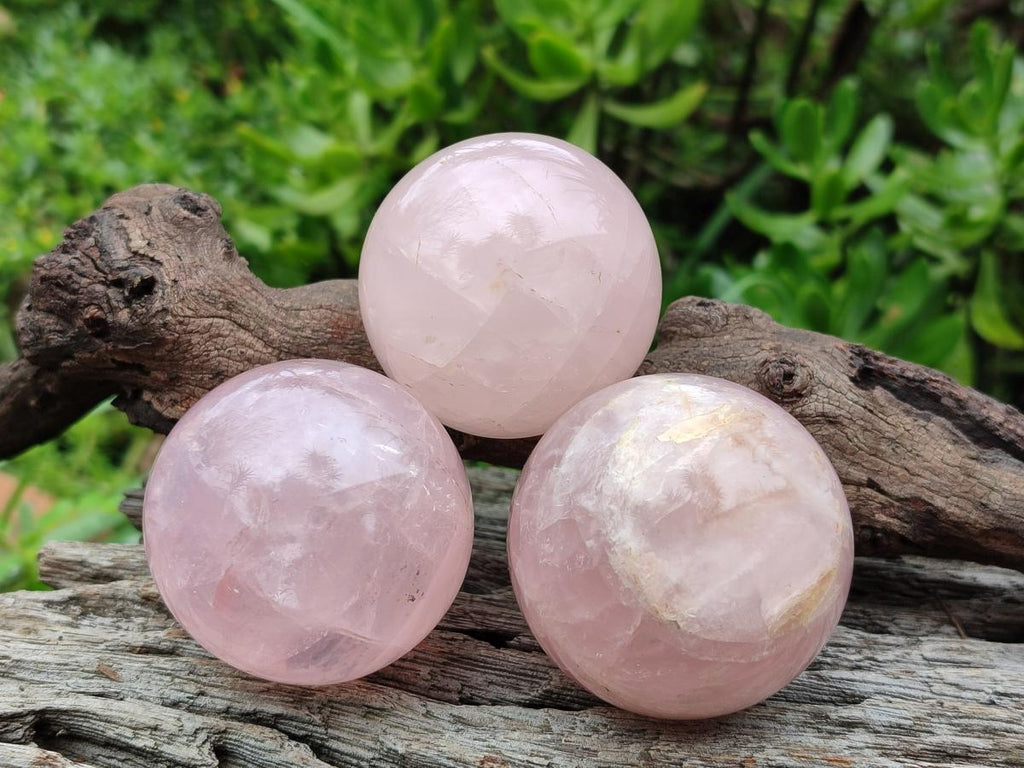 Polished Small Gemmy Rose Quartz Spheres x 7 From Madagascar