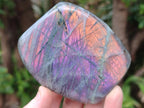 Polished Rare Purple Sunset Flash Labradorite Standing Display Piece x 3 From Madagascar