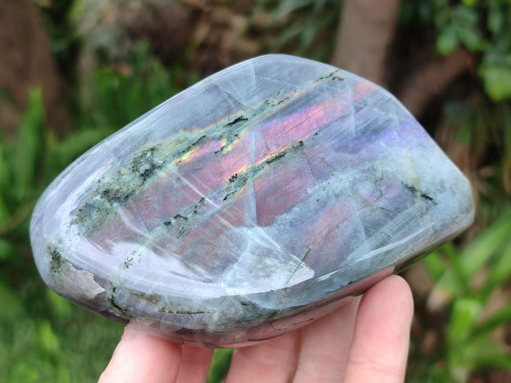 Polished Rare Purple Sunset Flash Labradorite Standing Display Piece x 3 From Madagascar