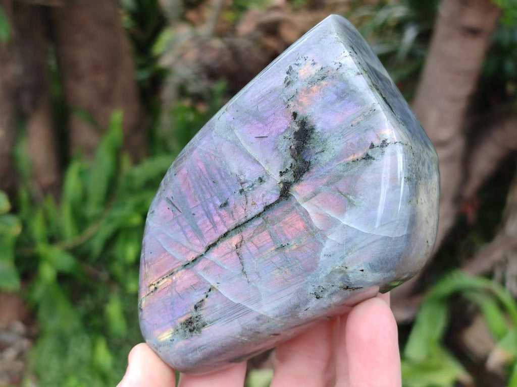 Polished Rare Purple Sunset Flash Labradorite Standing Display Piece x 3 From Madagascar