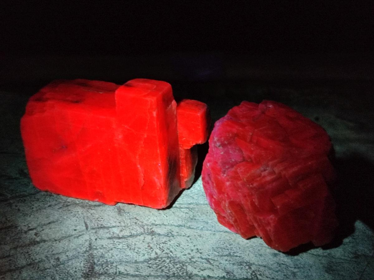 Natural Rhombohedral Sunset Orange Calcite Specimens x 25 From Spitzkop, Namibia
