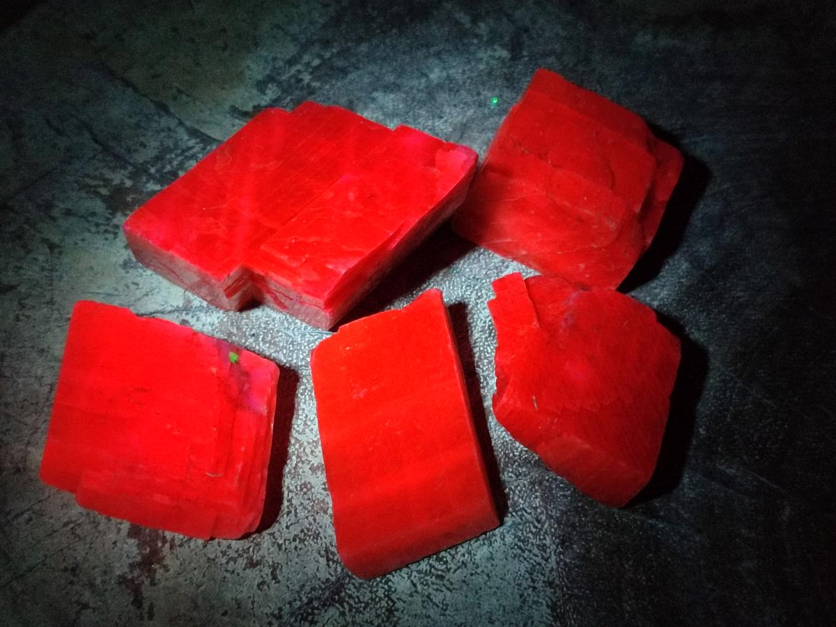 Natural Rhombohedral Sunset Orange Calcite Specimens x 25 From Spitzkop, Namibia