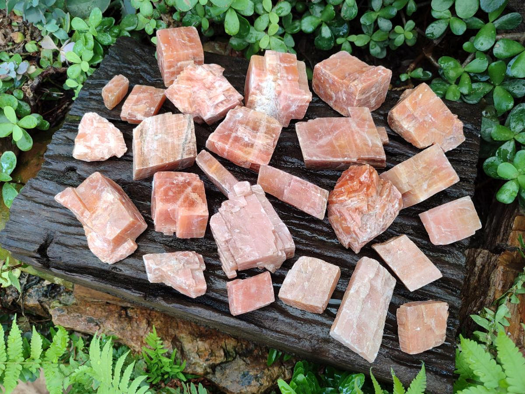 Natural Rhombohedral Sunset Orange Calcite Specimens x 25 From Spitzkop, Namibia