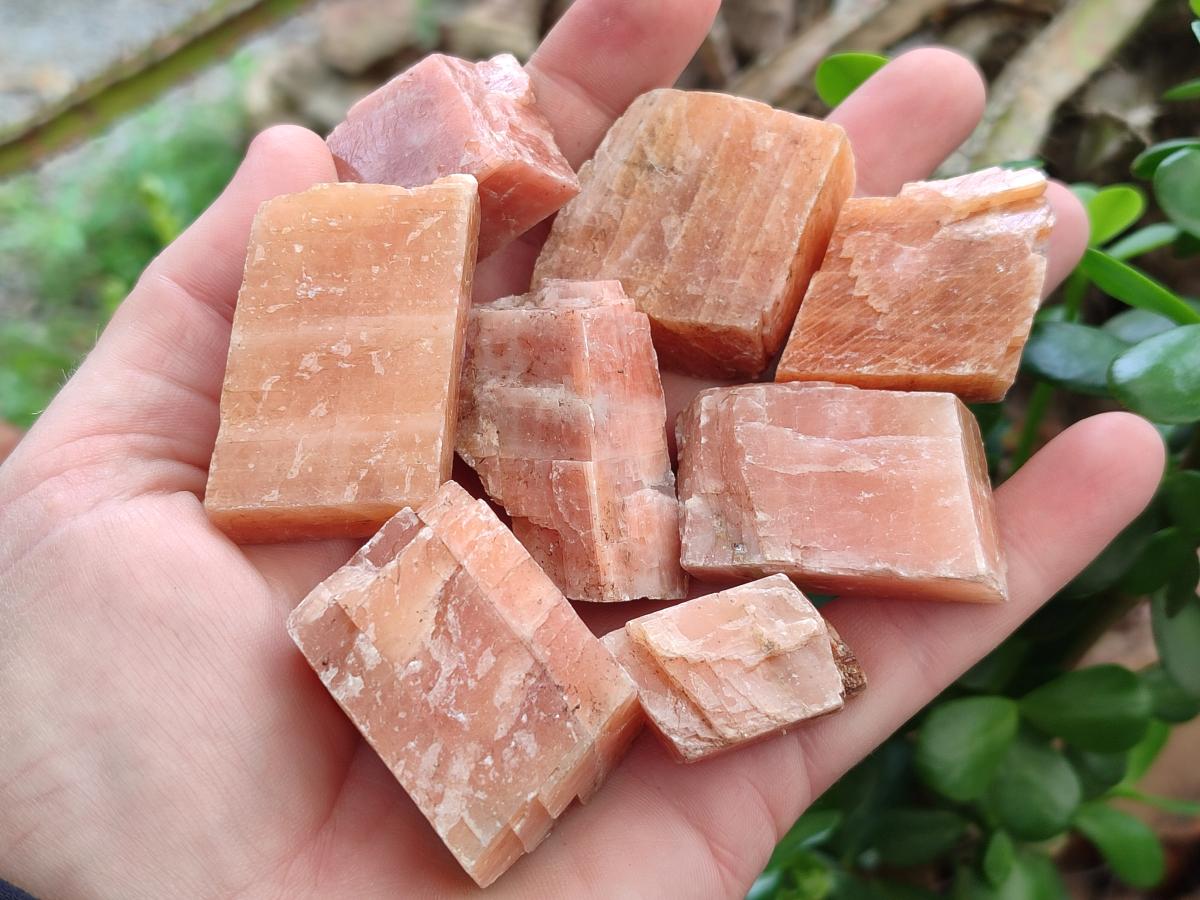 Natural Rhombohedral Sunset Orange Calcite Specimens x 25 From Spitzkop, Namibia