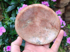 Polished XL Flower Amethyst Sphere with Orange Feldspar Stand x 2 From Madagascar