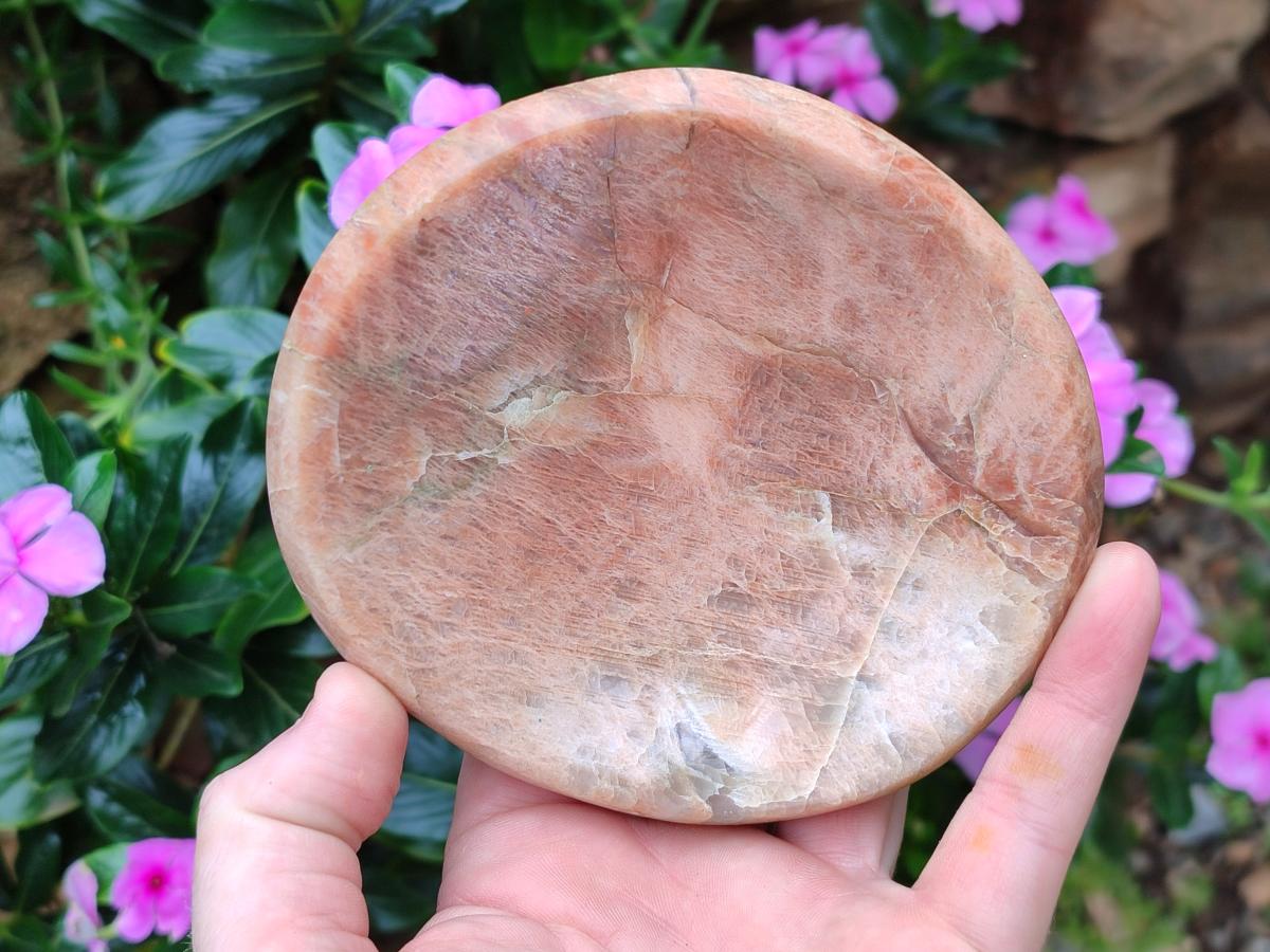 Polished XL Flower Amethyst Sphere with Orange Feldspar Stand x 2 From Madagascar