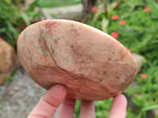 Polished XL Flower Amethyst Sphere with Orange Feldspar Stand x 2 From Madagascar