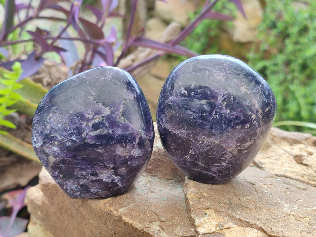 Polished Silver Leaf Lepidolite Standing Display Pieces x 6 From Zimbabwe