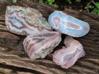 Polished One Side Red Shashe River Agate Nodules x 4 From Shashe River, Zimbabwe