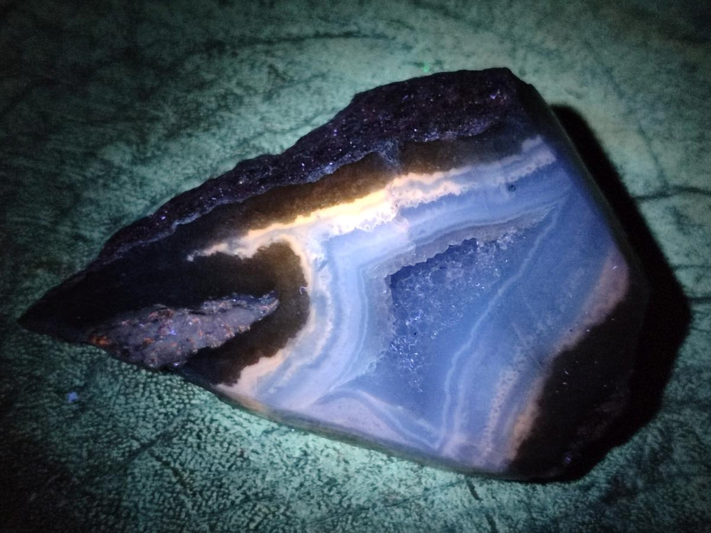 Polished One Side Blue Lace Agate Geodes Slices x 6 From Nsanje, Malawi