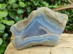 Polished One Side Blue Lace Agate Geodes Slices x 6 From Nsanje, Malawi