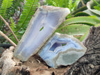 Polished One Side Blue Lace Agate Geodes Slices x 6 From Nsanje, Malawi