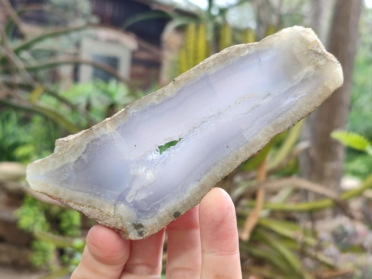 Polished One Side Blue Lace Agate Geodes Slices x 6 From Nsanje, Malawi