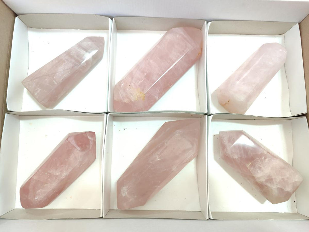 Polished Mix of Gemmy Rose Quartz Pieces x 6 From Madagascar